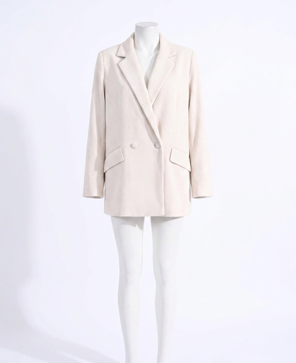 NEW MOLLY BRACKEN double breasted corduroy blazer jacket in off-white